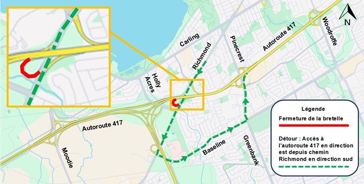 Avis de fermeture de bretelle : chemin Richmond, à la hauteur de l’autoroute 417