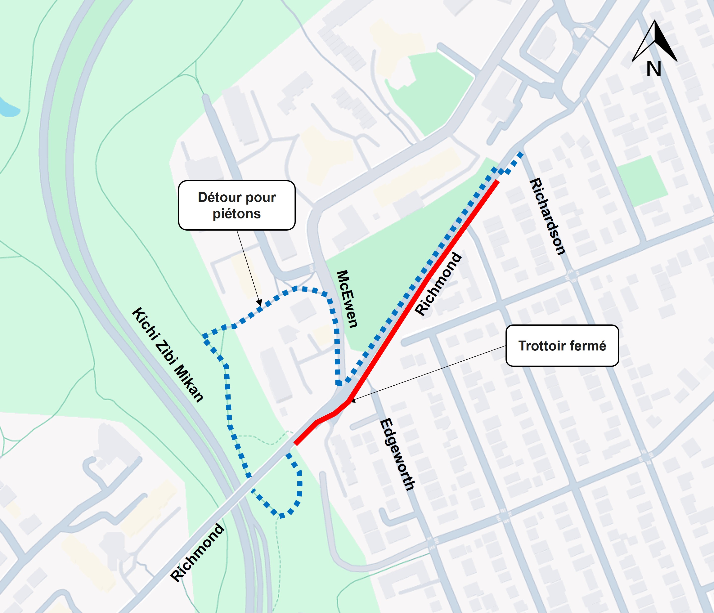Carte de Carling indiquant le détour