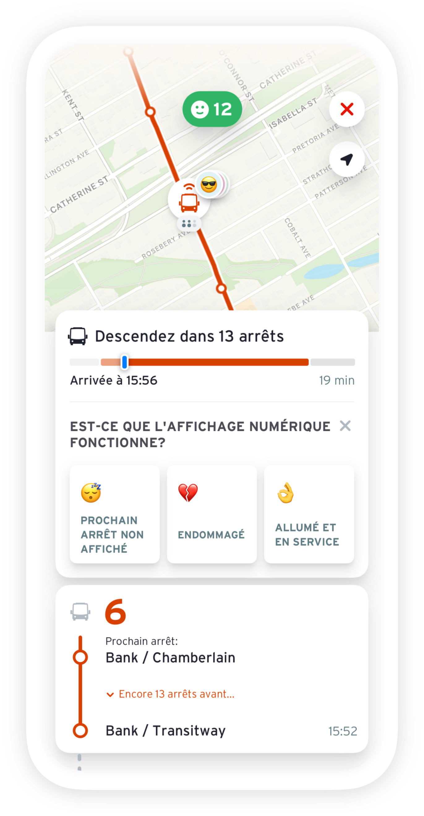 Légende : Question des sondages instantanés dans GO sur Transit demandant si l’affichage numérique (SAAA) fonctionne