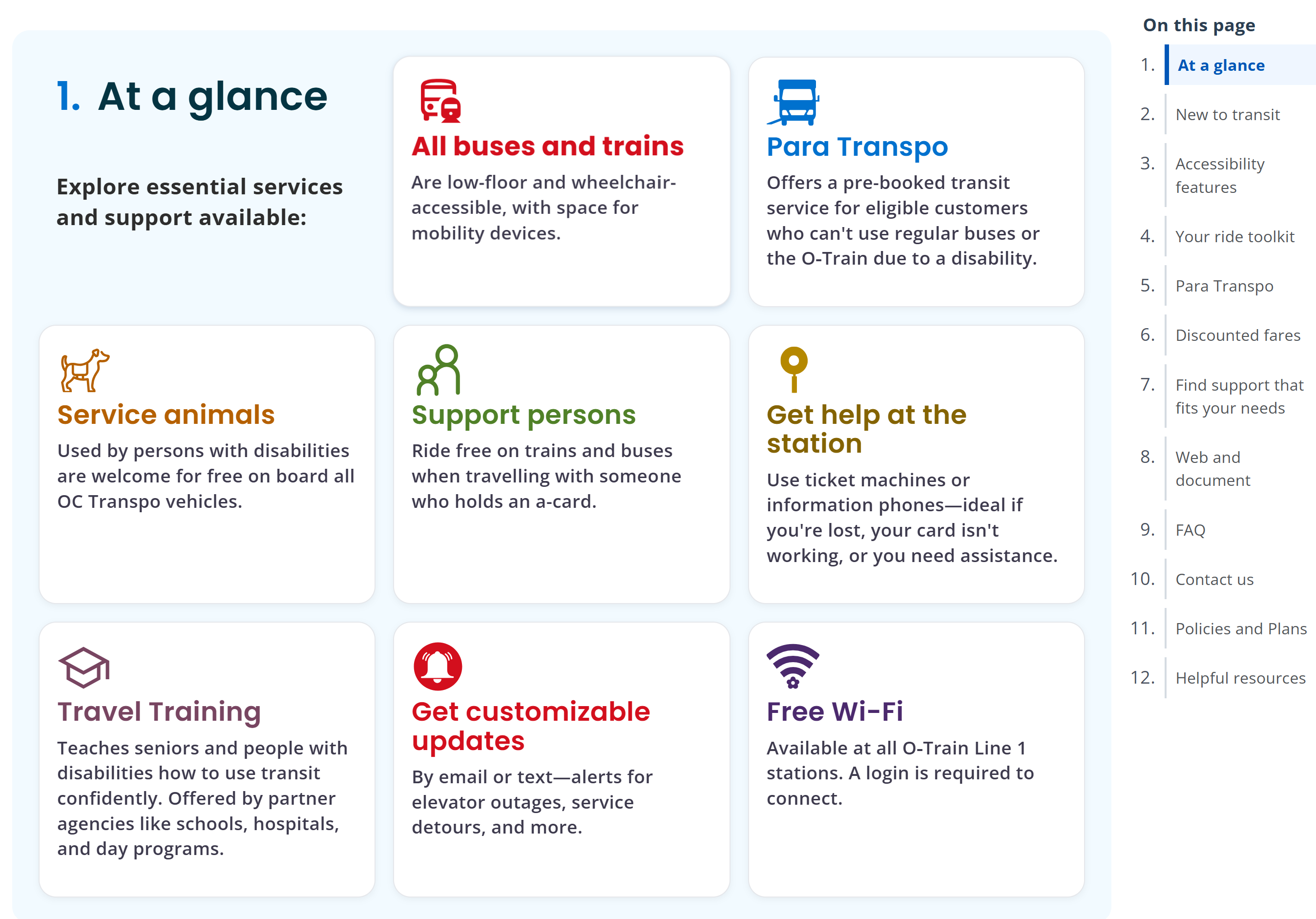 A screenshot of the At a glance section in the accessibility page