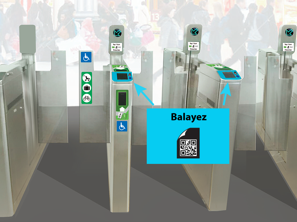 Location of barcode scanners at fare gates