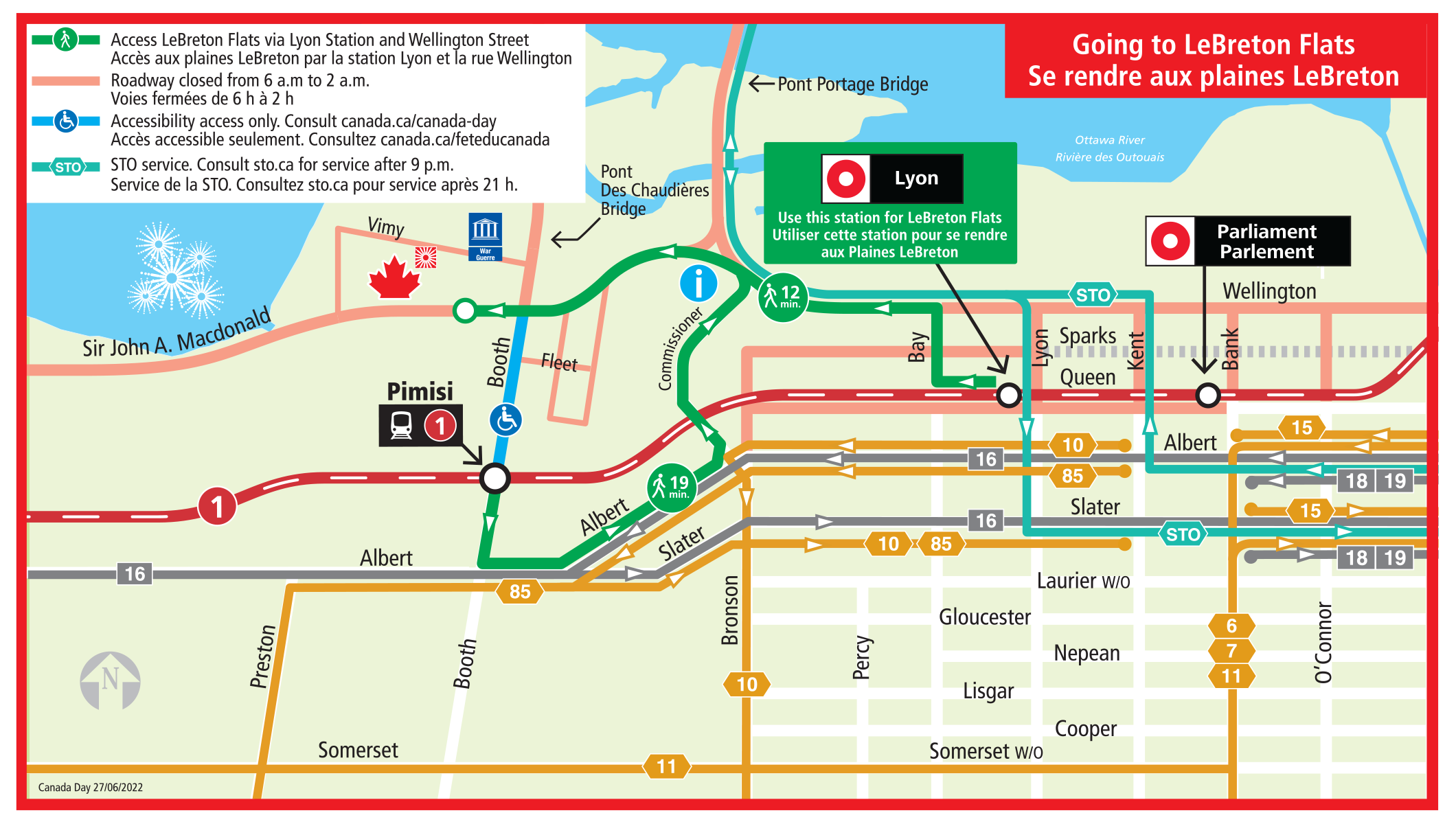 Map for going to LeBreton Flats.