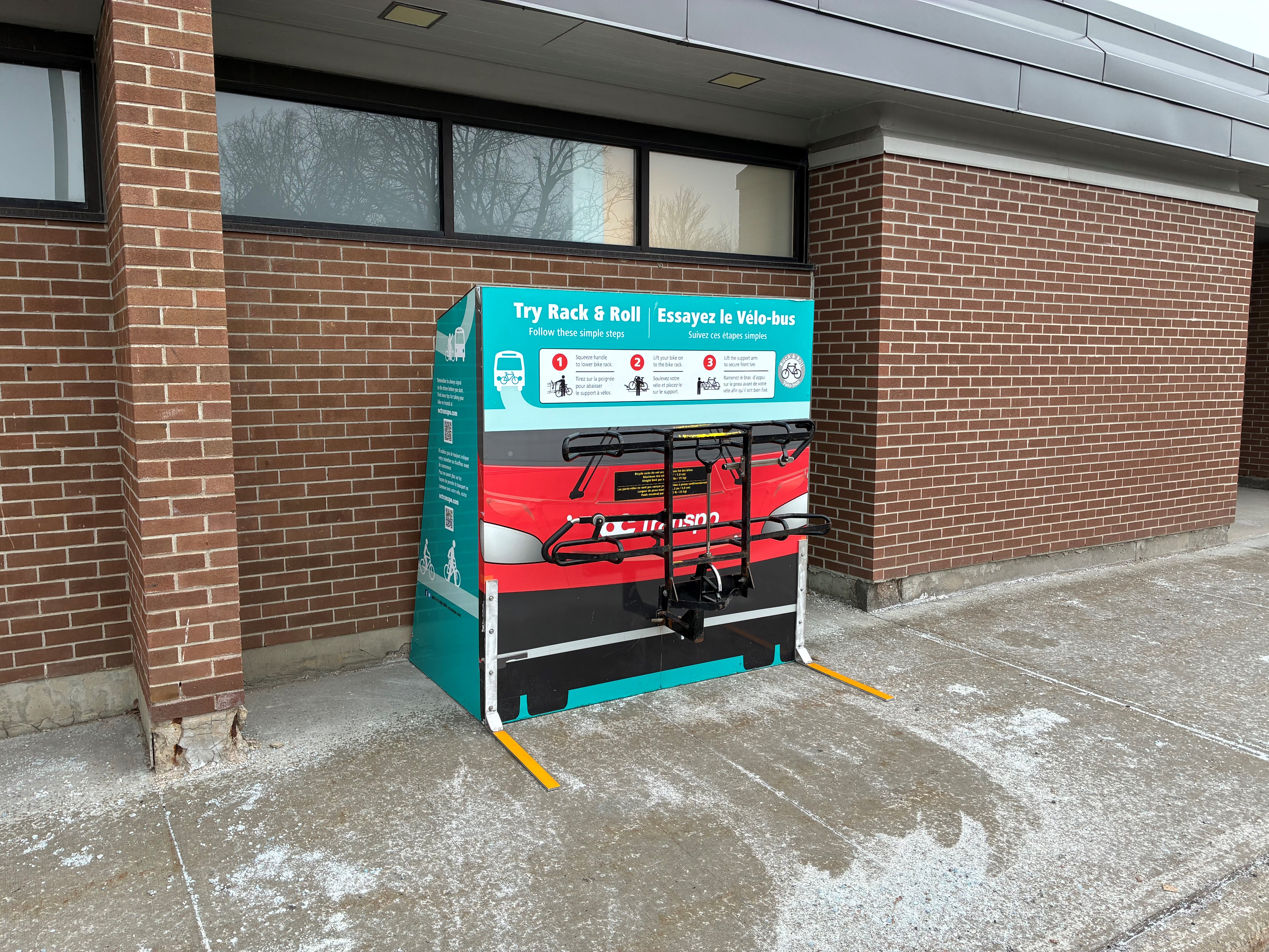 Bike practice rack location outside Ron Kolbus Lakeside Centre at Britannia Beach.