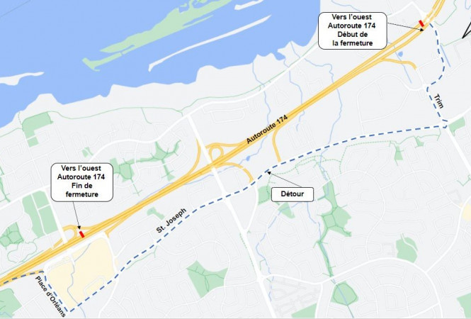 Image - 17-20 mai - Autoroute 174 en direction ouest, du chemin Trim à la rue Champlain - fermeture complète
