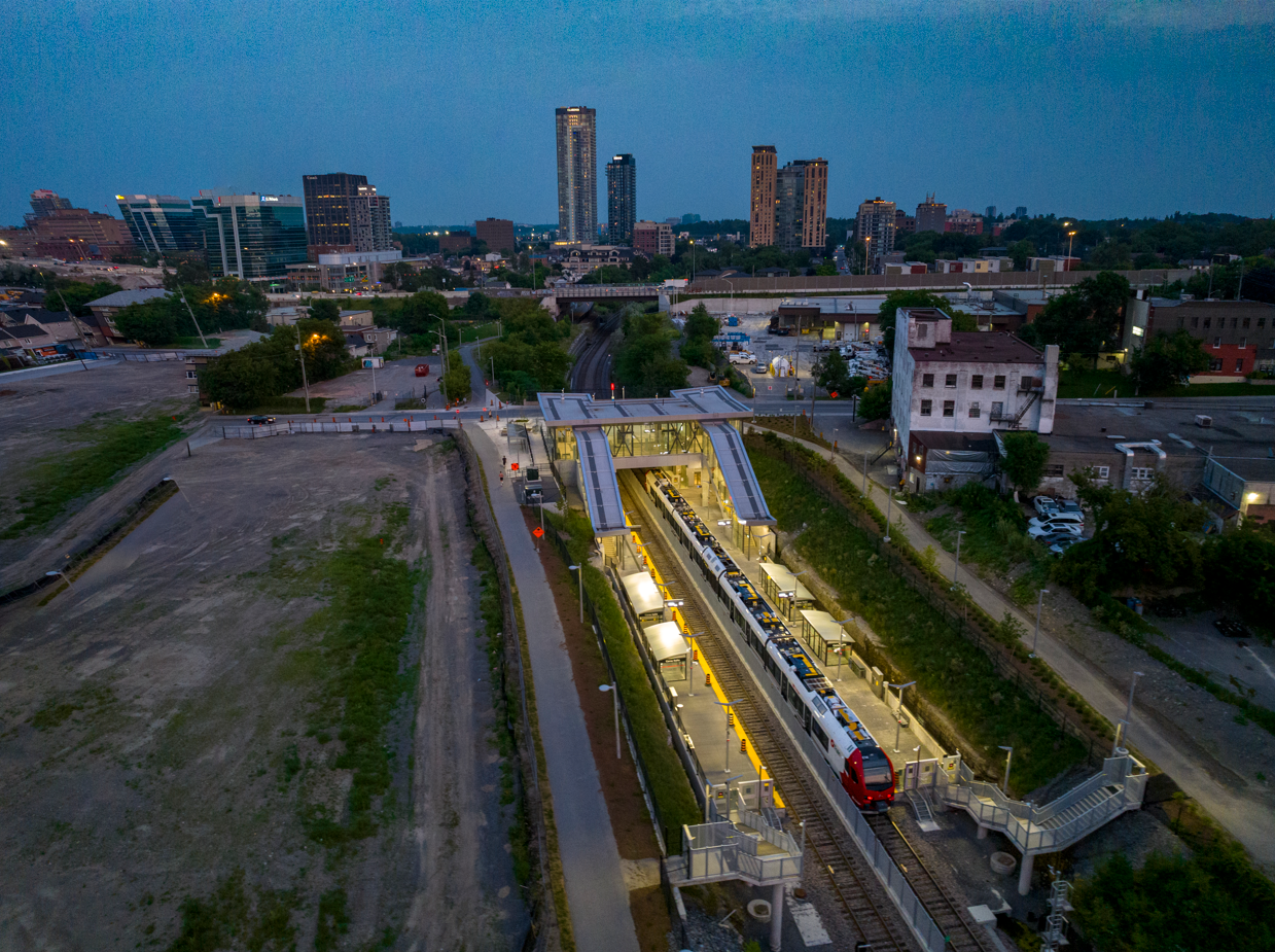 Corso Italia Station on Line 2 serves Ottawa’s Little Italy, featuring the new Gladstone Avenue crosswalk to enhance passenger access and safety.